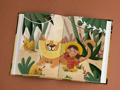 Storybook Illustration - A friendship between a lion & Lilly childrens book illustration concept art digital painting drawing graphic design illustration krita