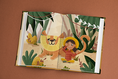 Storybook Illustration - A friendship between a lion & Lilly childrens book illustration concept art digital painting drawing graphic design illustration krita
