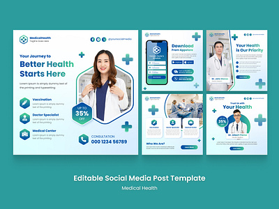 Social Media Post Medical Health clinic doctor graphic design graphic elements healthcare hospital instagram posts instagram stories instagram stories templates instagram templates medical medical health medicine patient social media banner social media pack social media templates