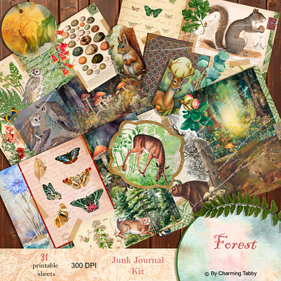 Forest animation graphic design illustration journaling kit scrapbooking
