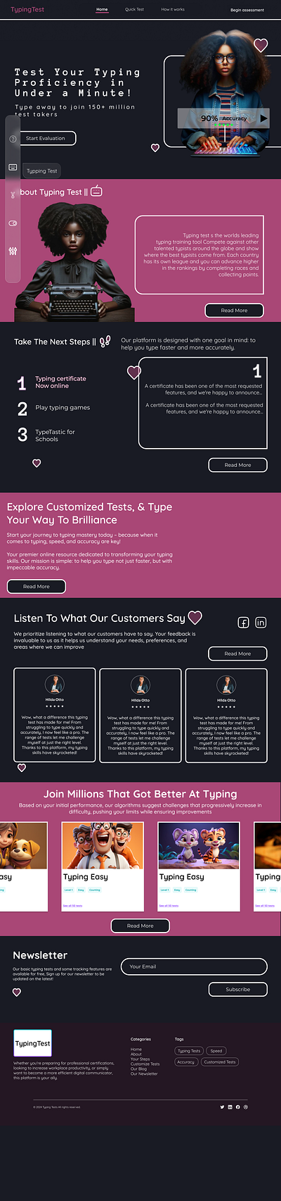 learn to type branding landing page ui