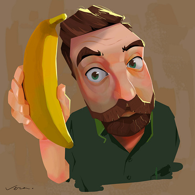 Portrait of a Man Holding a Banana 2d illustration adobe photoshop digital art digital illustration illustration portrait illustration