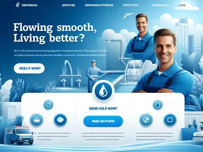 Plumbing Service Landing Page 3d animation app branding design graphic design illustration landing page design landing page ui logo text ui ui ux design vector web design website website design website ui