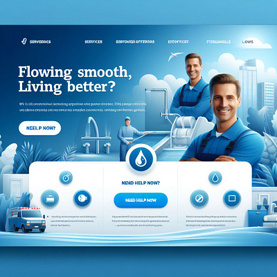 Plumbing Service Landing Page 3d animation app branding design graphic design illustration landing page design landing page ui logo text ui ui ux design vector web design website website design website ui