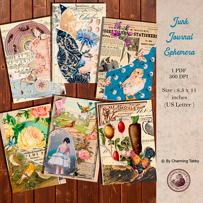 Junk Journal Ephemera animation branding design graphic design illustration journaling junk journal kit scrapbooking ui