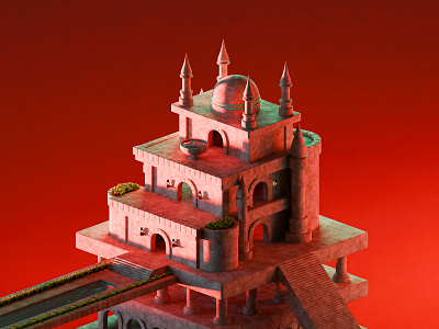 Scarlet Mosque 3d illustration 3dart 3dartist animation blender illustration mosque ramadan red