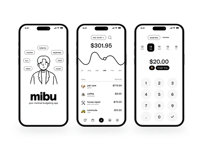 Mibu - Budget Expense Tracker & Finance App Design app design budget budget app budgeting expense expense tracker finance finance app invest investment managment minimal ui minimalist minimalist app money app money management money tracker personal finance planner transaction