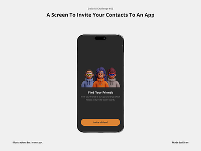 Daily UI Challenge #52 3d 3d characters characters design illustration invite invite a friend mobile design ui uichallenge ux uxdesigner uxui