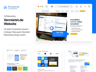 Vermietet.de 1st rebranding art direction branding competitive research graphic design illustration rebranding style guide ui ux audit visual identity