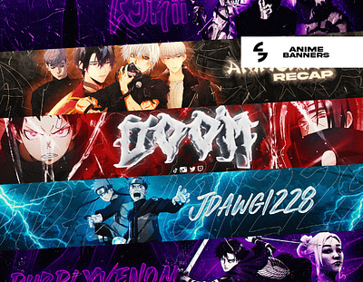Anime Banners 2024 by GstaikDesigns anime anime banner anime design anime free anime logo anime poster anime profile picture anime style anime template banner design free free anime freebie gfx graphic design header logo pack youtube banner