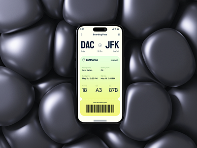 Boarding Pass - Daily UI Challenge - 24/100 airline app boarding boarding pass branding daily ui day 24 design flight illustration inspiration iphone 15 israt lufthansa mobile app design product design sleek design ticket ui uxisrat