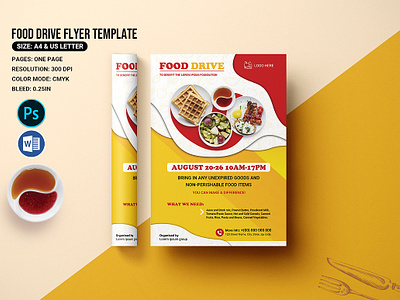 Food Drive Flyer Template advert advertisement campain canva flyer donation editable event food drive food drive flyer food leaflet fund raiser fund raising hungry meal ms word non food bank photoshop template printable thanksgiving toy