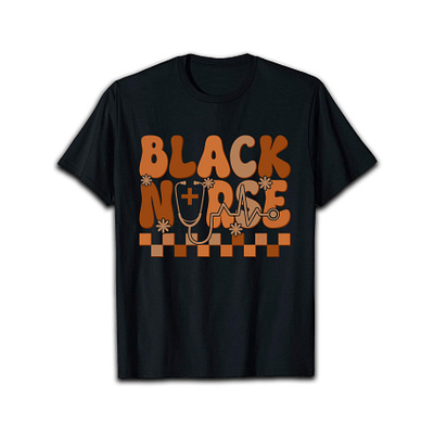 Black Nurse T-shirt Design custom t shirt graphic t shirt illustration nurseinjector nurserylife nurses typography t shirt design