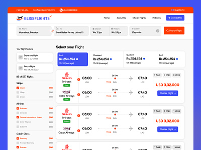 Flight Search Detail Page UI booking page booking ui detail page flight booking page flight booking ui flight detail page flight page flight ui uiux web design website design website ui