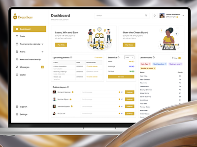 Keenchess – Trivia Game Web Dashboard chess dashboard game token trivia ui ux wallet web app
