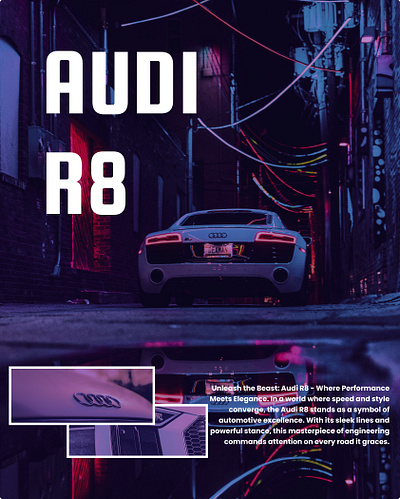 SuperCar poster design concept- Aesthetic, modern design aestheticposter audir8 branding carposter cooldesign design designconcept figma figmadesign graphic design graphicposter graphics illustration modern modernposter posterdesign supercar ui vector vintageposter