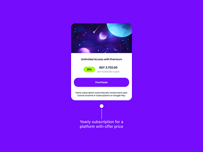 UI Card for Premium Subscription app design ecommerce figma mobile app premium subscription ui ui design ui kit uiux ux ux design