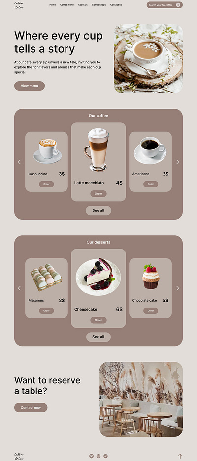 Coffee shop online ordering system design graphic design logo ui графический дизайн дизайн целевая страница