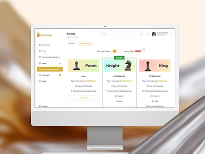 Wallet Dashboard for Keenchess chess dashboard game keens shegzico shegzico konceptz trivia ui uiux ux wallet web app