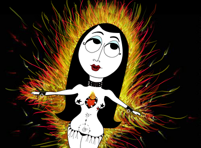 Lili on fire illustration