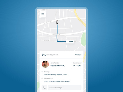 Driver Accepted clean design destination driver figma light magicdesigns magicdesigns.co mason masonwellington minimal passenger pickup ridehail rideshare saas send ui wallet