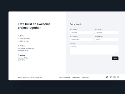 Contact section - Beyond UI beyond ui contact contact details contact form contact form ui contact info contact section contact section ui contact ui free ui kit saas contact website contact