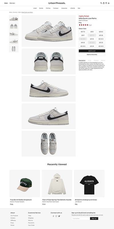 UrbanThreads. - Clothing store website concept mockup product design shoes streetwear ui ux website