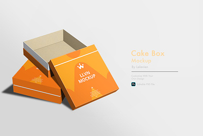Cake Box Mockup box cake box mockup cardboard carton clean container design food isolated merchandise mockup package product storage template
