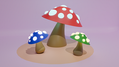 Low Poly Model 8: Mushrooms 3d animation app branding design graphic design illustration logo motion graphics typography ui ux vector