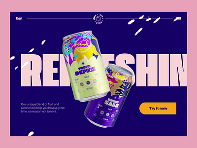 Tropical Drinks Landing Page Design 3d animation branding design graphic design illustration logo motion graphics typography ui ux vector web website