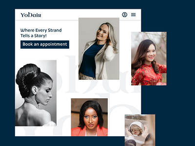 YoHair hairdresser interface landingpage uiux