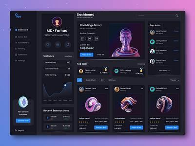 NFT Dashboard design ui