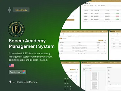 Soccer Academy Management System academy branding coaching communication dashboard figma management player development soccer software sports team management technology training ui ui design uiux ux design youth sports