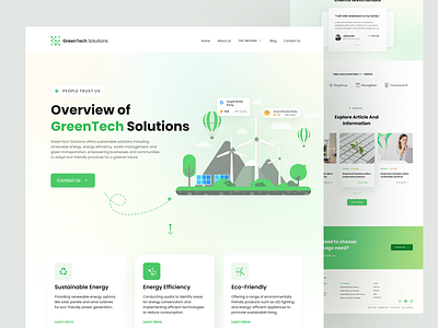 Green Tech Solutions eco friendly energy energy efficiency green tech green tech solutions landing page parallax design solution sustainable sustainable energy tech ui website