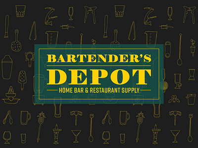 Bartender's Depot / lockup / black brand brand identity branding graphic design graphics illustration illustrations logo logo design logos pattern retro retro design typography vintage vintage design