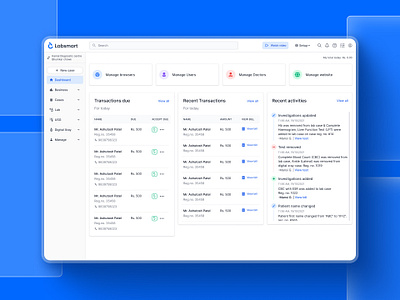 Labsmart – Pathology Lab Web App admin admin panel analytics dashboard health hospital lab medical report shegzico ui user user management ux web app