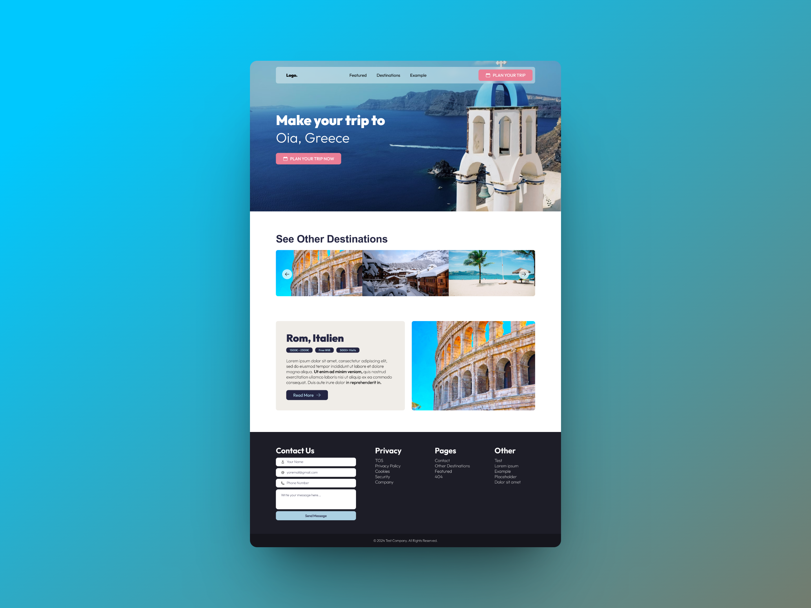 Travel Agency Website Design graphic design travell agency ui ux web design website