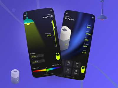 Smart Home App | Smart Light | Air Purifier app app design mobile app smart smart app smart home smart home app