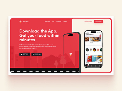 ChowPlug Landing Page animation app branding chowplug delivery design food landing page order parallax restaurant shegzico ux web