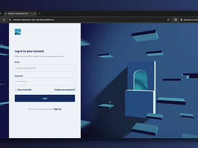 Login page 3d animation blue interactions login splinetool webdesign webflow