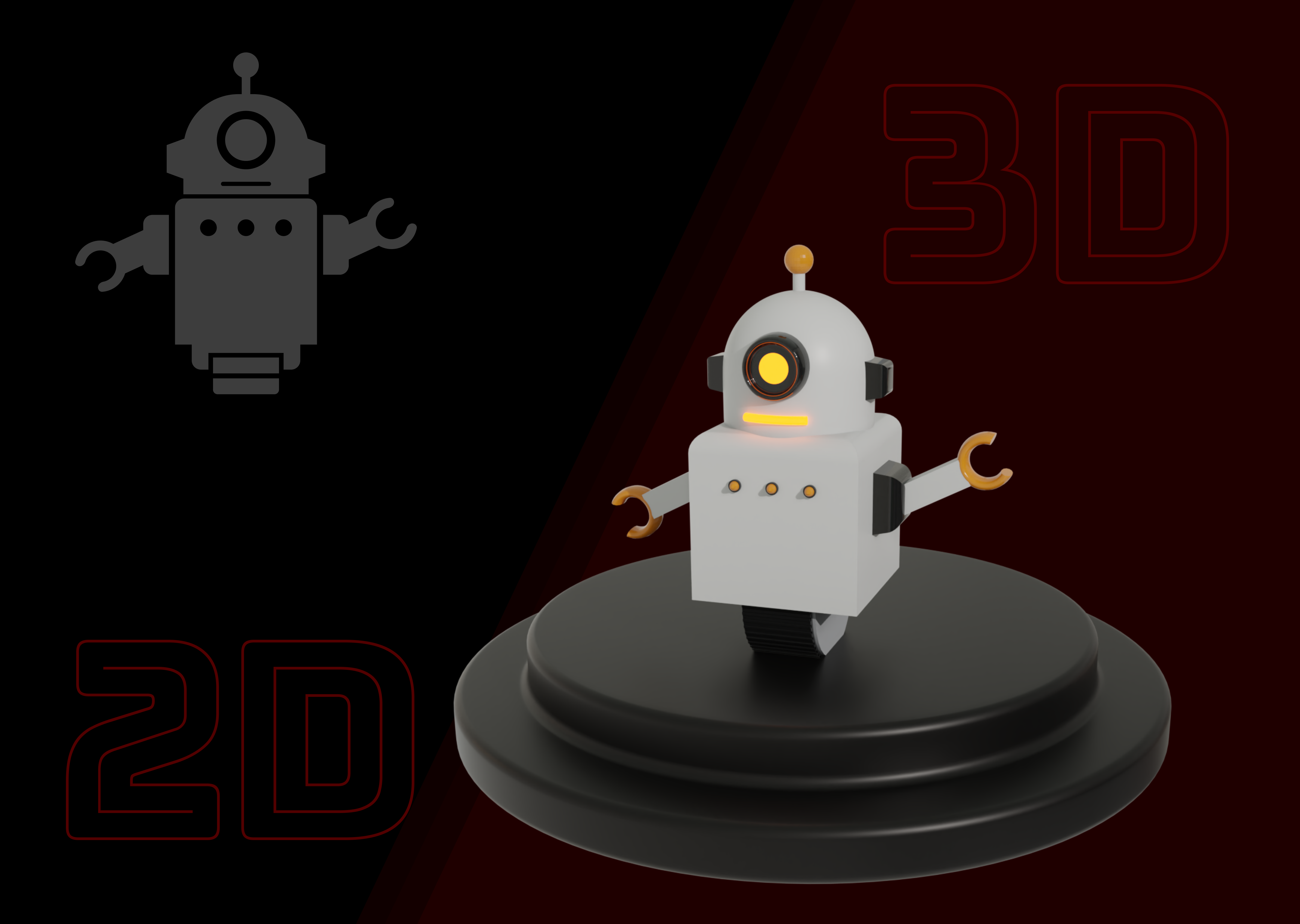 3D Robot 2d to 3d 3d 3d robot design graphic design illustration modeling robot ui