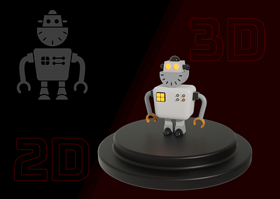 3D Robot 2d to 3d 3d 3d robot design graphic design illustration modeling robot ui