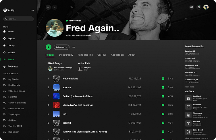 Spotify UI Redesign Concept by Lucas on Dribbble