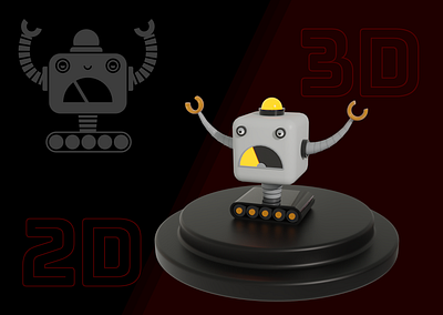 3D Robot 2d to 3d 3d 3d robot design graphic design illustration modeling robot ui