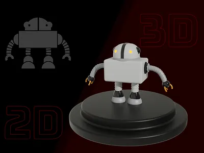 3D Robot 2d to 3d 3d 3d robot design graphic design illustration modeling robot ui