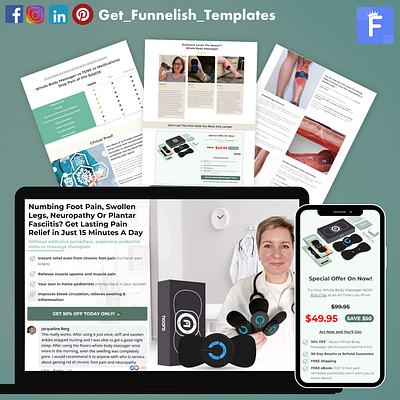 Nooro Whole Body Massager - 3 step Funnelish Funnel Template advertorial clickfunnel duplicate landing page funnelish funnelish funnel funnelish template graphic design landing page landing page design landing page template nooro product page sales funnel sales page shopify template theme ui website design