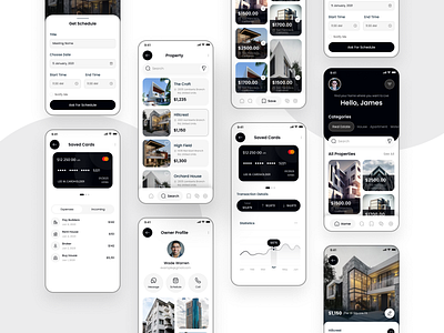 Real Estate Mobile app UI design | Figma Expert app design app redesign app ui black house mobile app mobile app ui properties real estate ui uiux design uiux designer ux white