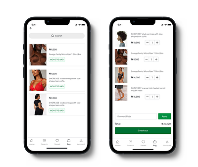 Bag and checkout screens. fashion productdesign ui ux uxdesign visualdesign