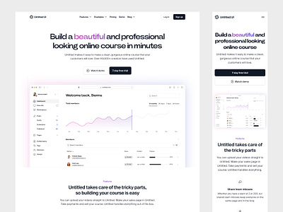 Course creator landing page — Untitled UI course course creator course management gradient landing page light minimal minimalism modern online course user interface web design