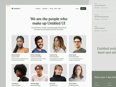 Our team — Untitled UI about us company page green minimal minimalism our team team team page ui design user interface web design website